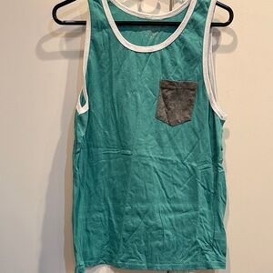 Crown Teal Tank with White Trim. Size medium